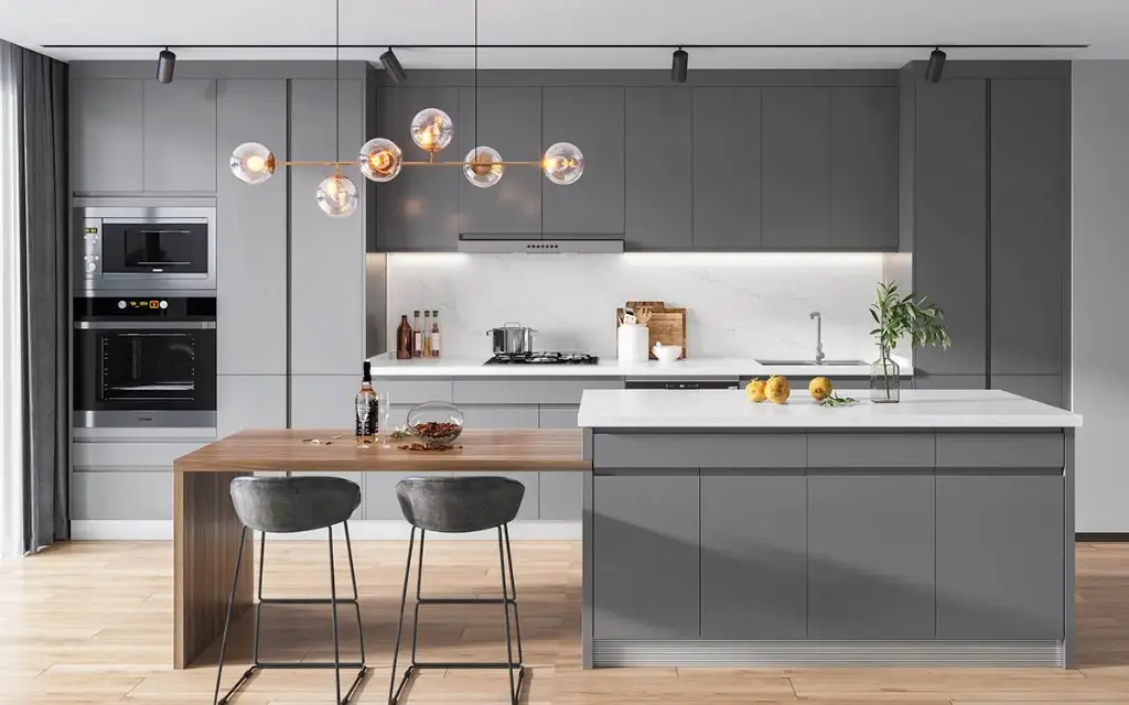 現代啞光灰色櫥櫃套裝